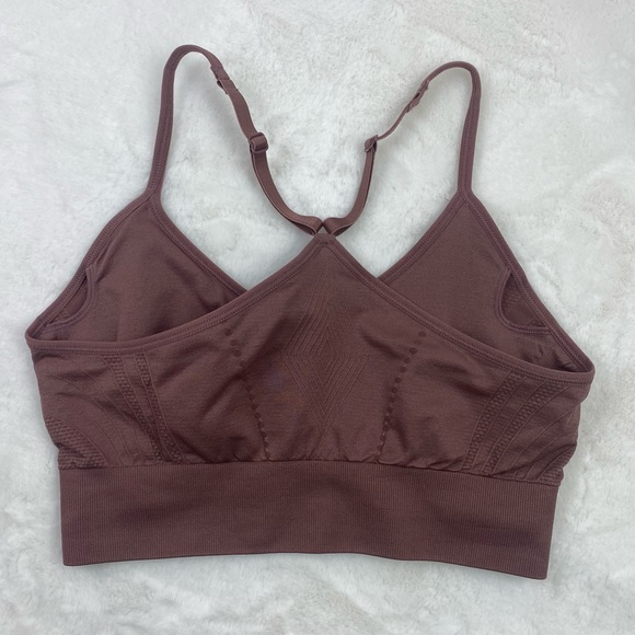 Pro-Fit Sports Bra Medium Seamless Mauve Stretch Racerback Adjustable Pullover - Picture 2 of 5